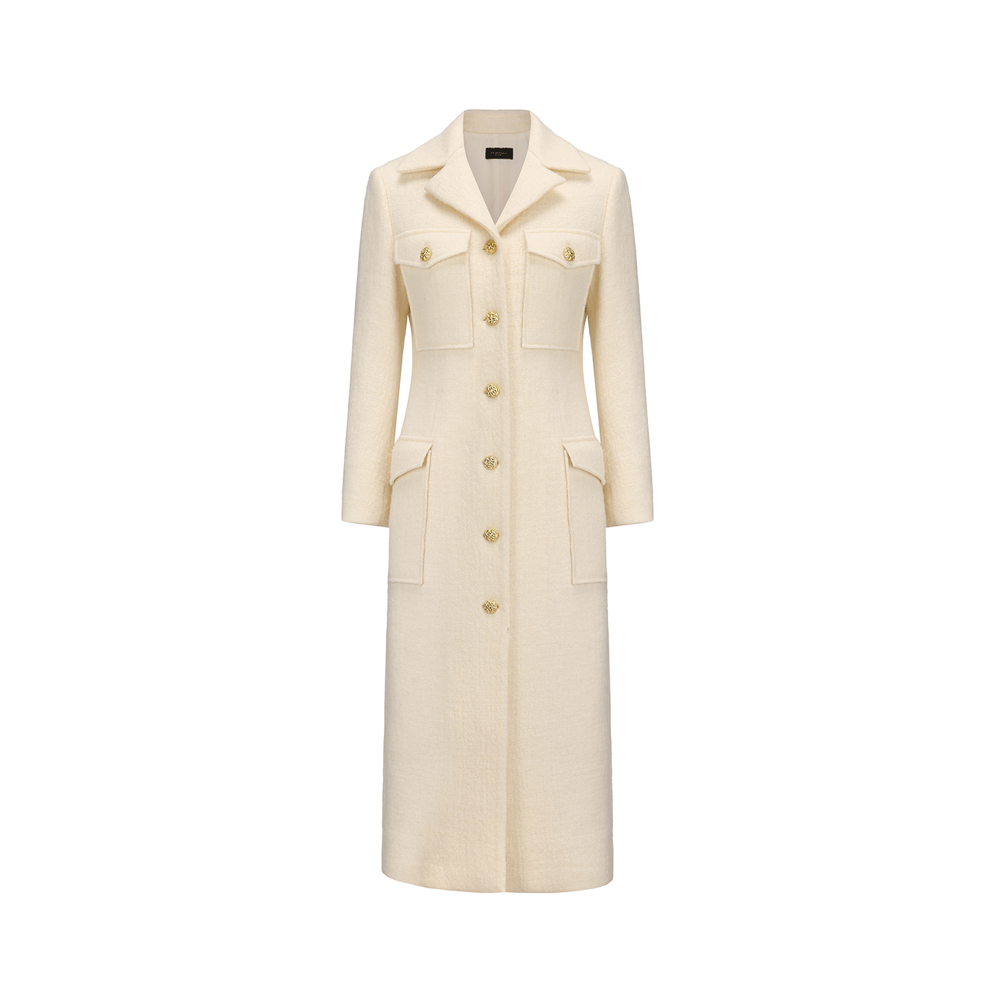 AtelierMissLu Vintage Pocket Design Sheep Wool Long Coat - ADEG.