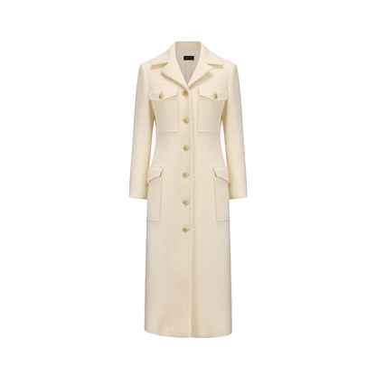 AtelierMissLu Vintage Pocket Design Sheep Wool Long Coat - ADEG.