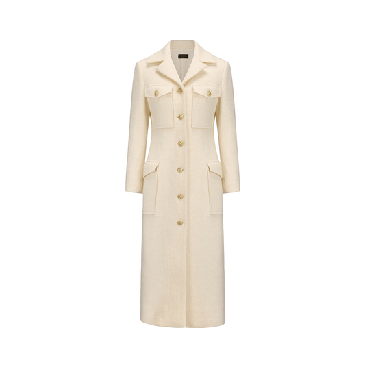 AtelierMissLu Vintage Pocket Design Sheep Wool Long Coat - ADEG.