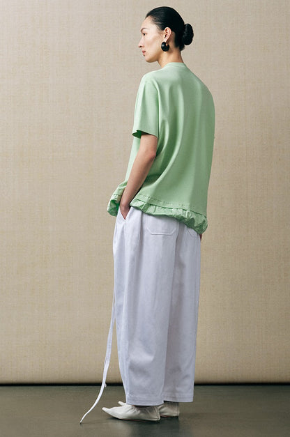 ZHUCHONGYUN collar silk loose top with short sleeves-MASA.
