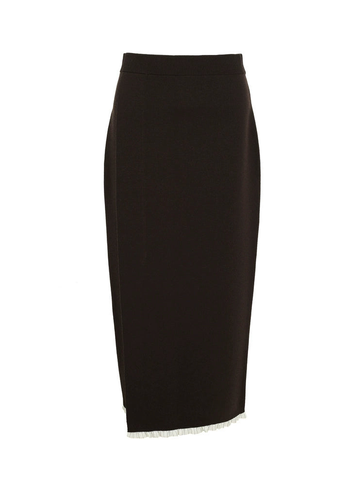 ZHUCHONGYUN autumn wool patchwork knitted straight skirt--YUKIO.