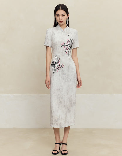 HECO old texture linen midi dress women - dome.