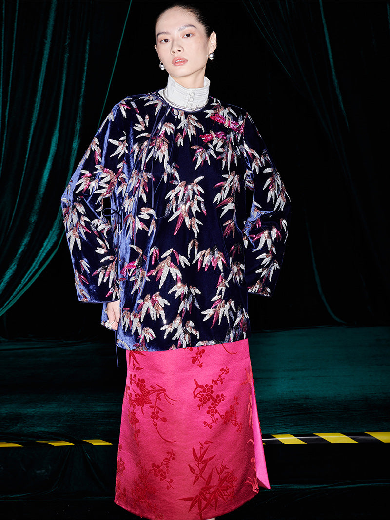 M essential Mackay designer 3Ddragonfly printed velvet loose to shirt - elvin