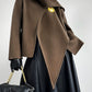 Huanzi wool tweed autumn  winter short cashmere double-sided coat - Talfy