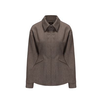 ATELIER MISS LU silhouette hem wool waist-cinching zip-up jacket - TOVE.