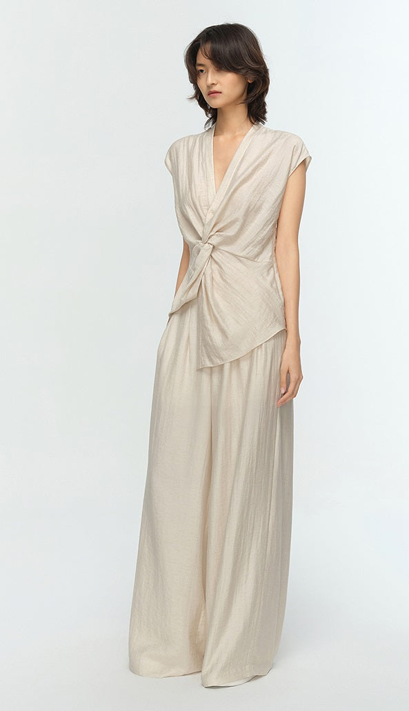 COMME MOI summer high-waisted double pleated wide-leg pants - LEVI.