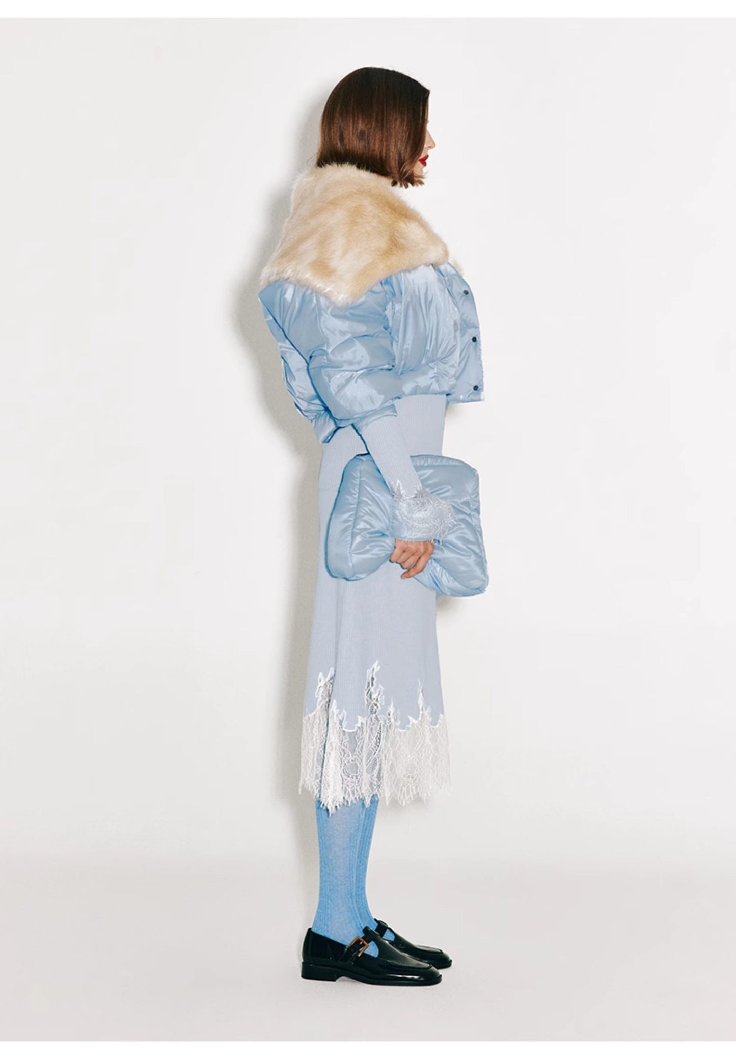 ATELIER MISS LU lace-panelled cashmere and wool-blend top - IRIS