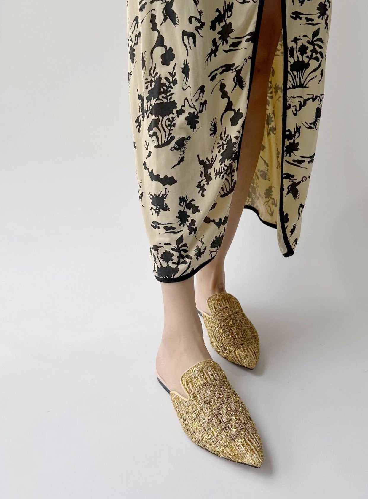 B-FEI Special Glitter Elegant Vintage Pointed Toe Mules-LESLY.