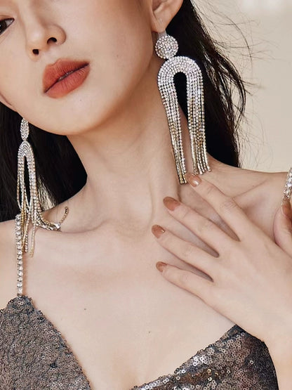 DOLLY Luxury Gold Diamond Chic Tassel Earring-FANNIE