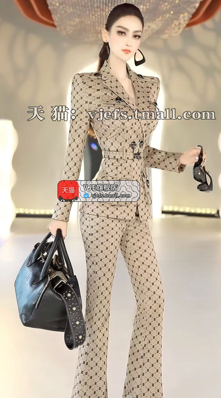 VJE  Multi-Pocket Top Micro Flared Pants Two-Piece Set - LIA.