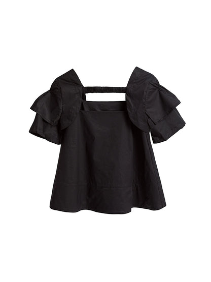TINY IN double-sleeved vest two-piece women's two wear black Top-LIGHT
