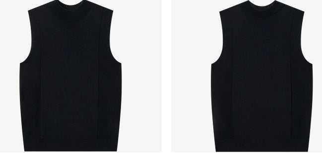 COMME MOI Lu Yan designer new women's black turtleneck wool knitted vest - MONEY.