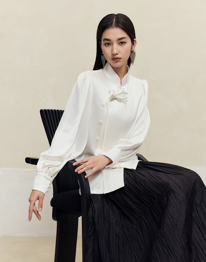 HECO Three-dimensional Handmade Stand-Up Collar Shirt Top Woman - all.