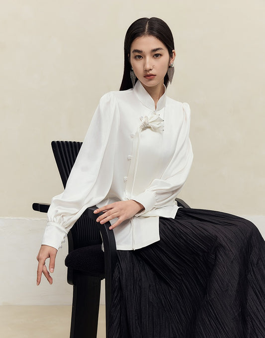 HECO Three-dimensional Handmade Stand-Up Collar Shirt Top Woman - all.