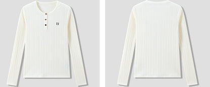 COMME MOI Lu Yan designer new women's Henry collar wool base T-shirt - PRIDE.