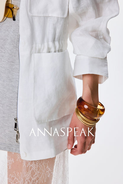 ANNASPEAK  linen light drawstring shunting jacket-SAYE.