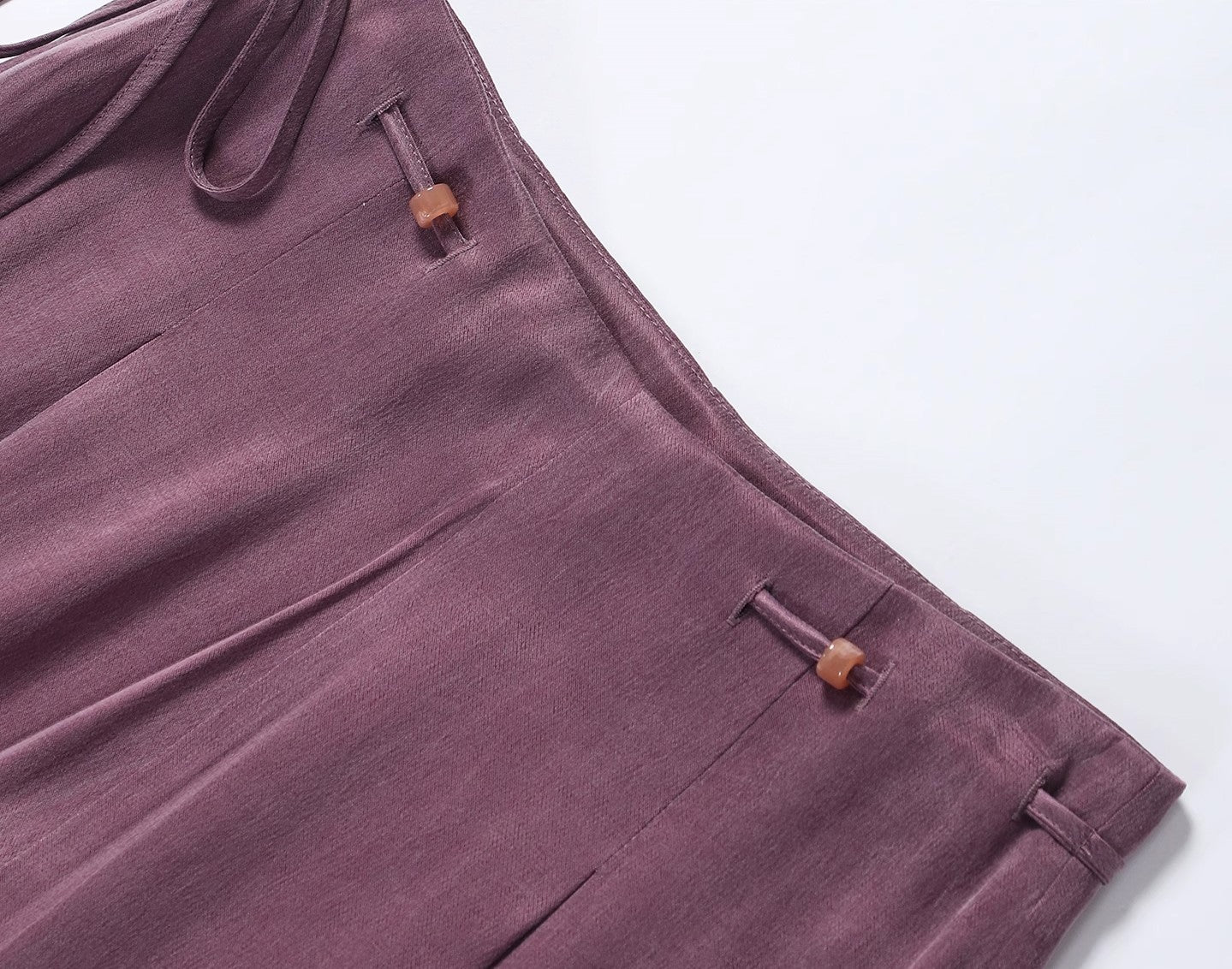 WANGXO | Sleek Cupro Asymmetrical Top and Highwaisted Pants Set -ELENORA.