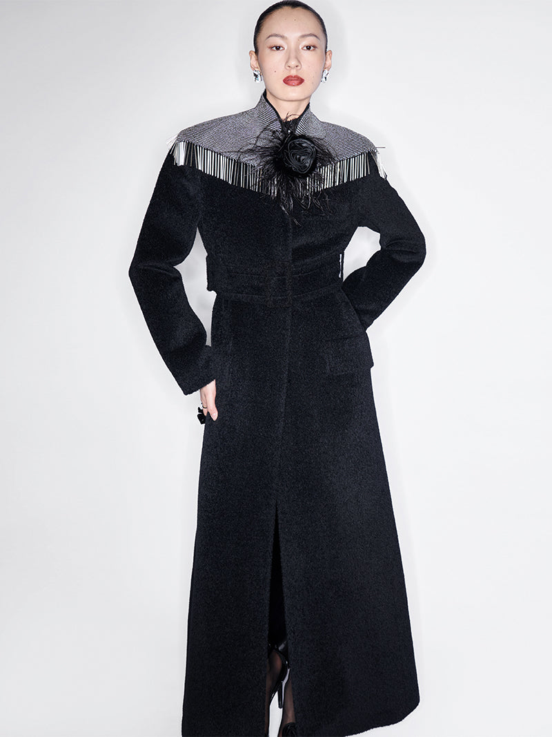 M essential Mackay designer brand water-collar tunic coat - game.