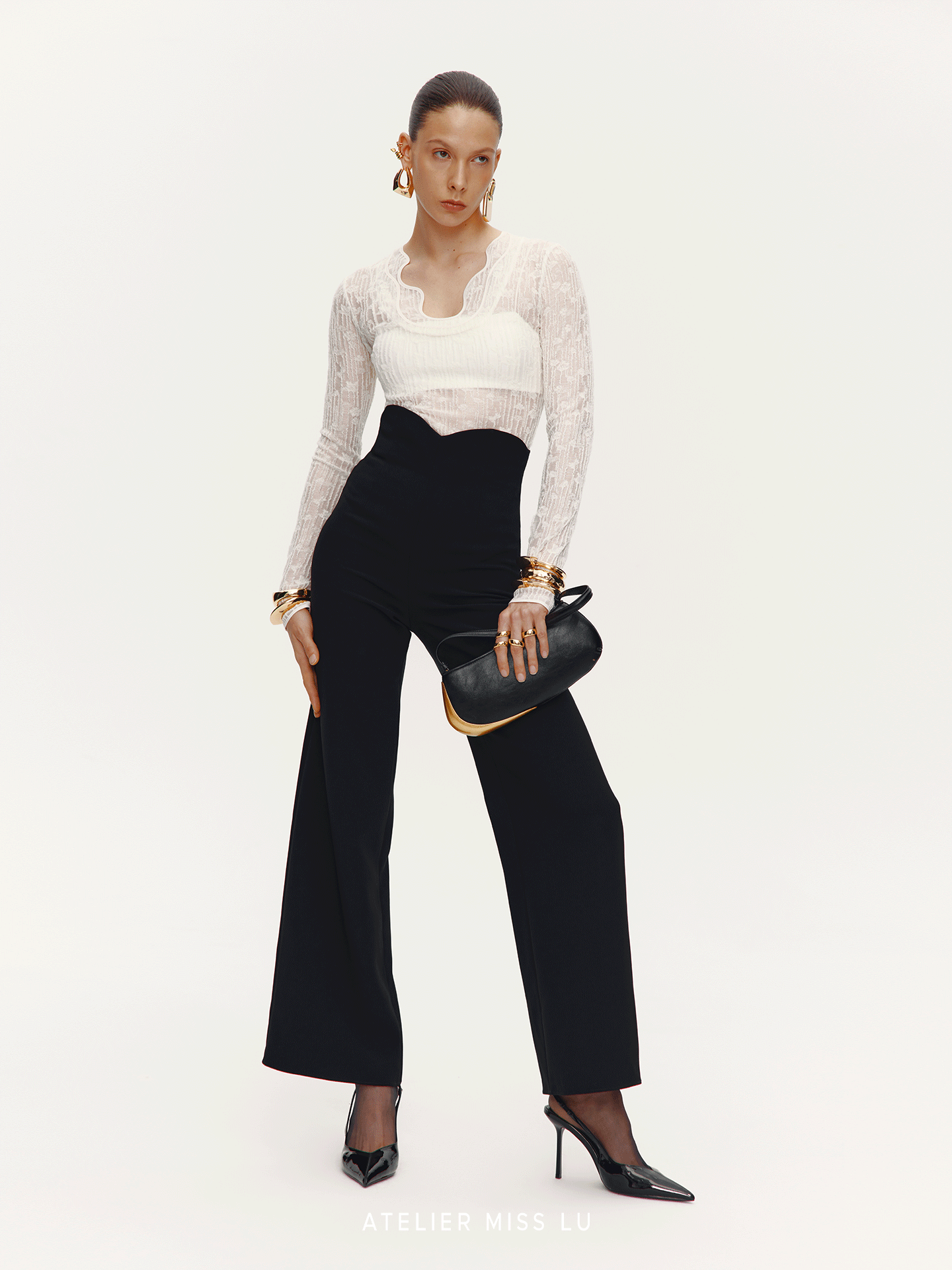 ATELIER MISS LU Fall/Winter Waist Two-Wear Design High-Waist Wide-leg Pants - THEO.