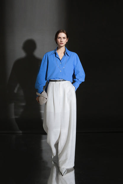 PIAOIN minimalist silhouette commuter shirt oversize versatile loose luxury -COX.