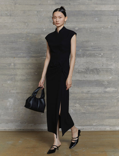 HECO acetate elegant red modified cheongsam dress women - leave.