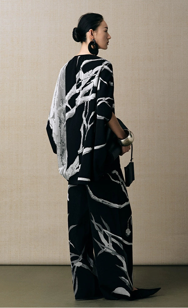 ZHUCHONGYUN jacquard wide-leg knitted trousers and top outfit set-NANCY.