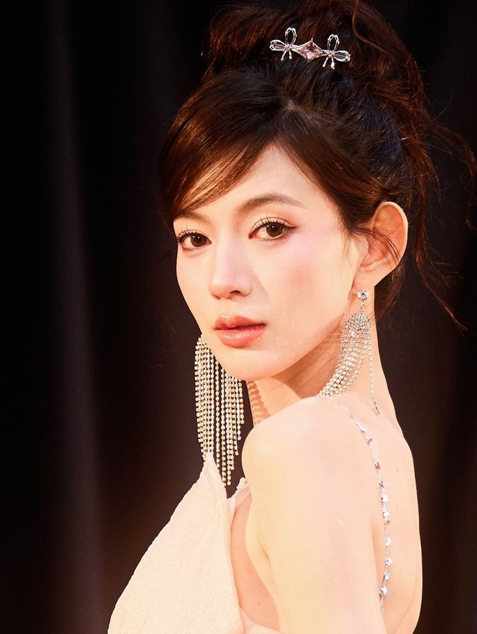 DOLLY Luxury Large Diamond Stylish Tassel Earring-JENNIE