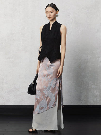 HECO acetate tulle high waisted cascading long skirt summer - lion.