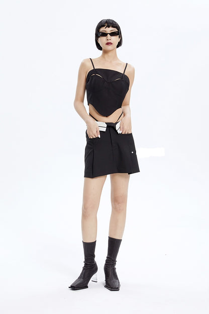 TINY IN Black Cutout Bandeau Strap Women's Versatile Top-FADA
