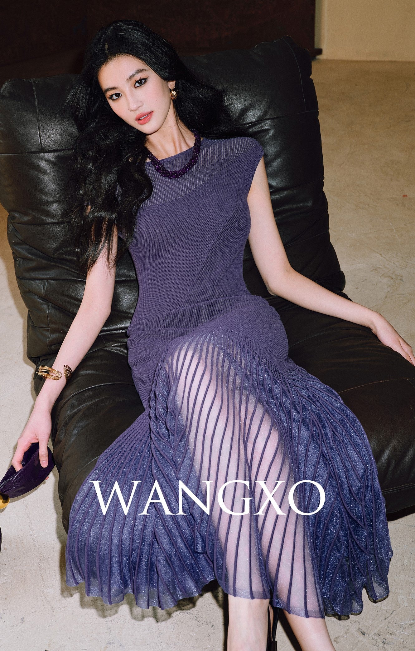 WANGXO | Custom-Woven Silk Organza Panel Sheer Umbrella Hem Dress -YUNI.