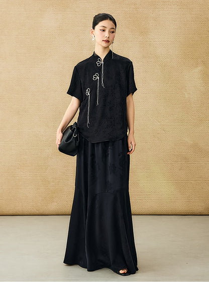 HECO Chinese Handmade Beaded Embroidery Buckle T-Shirt  - MATES .