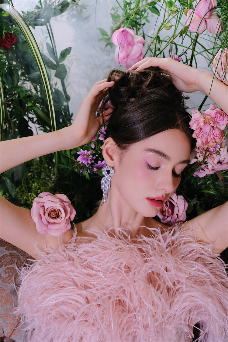 Wardrobes by Chen Luxury Light Crystal Diamond Tassel Earrings-Dudu