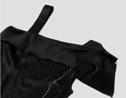 COMME MOI  women's black French asymmetric dress - JOSEPHINE.