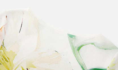 ZHUCHONGYUN round neck irregular floral dress-CABA.