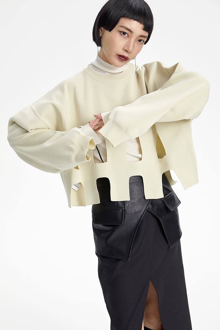 TINY IN oversize slouchy short cut-out women's sweater -BOKO