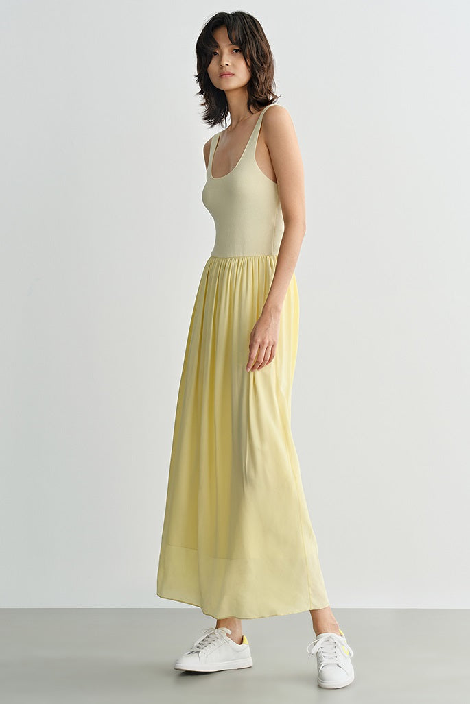 COMME MOI  Women's Beach Resort Silk yellow Dress - bathlomew.