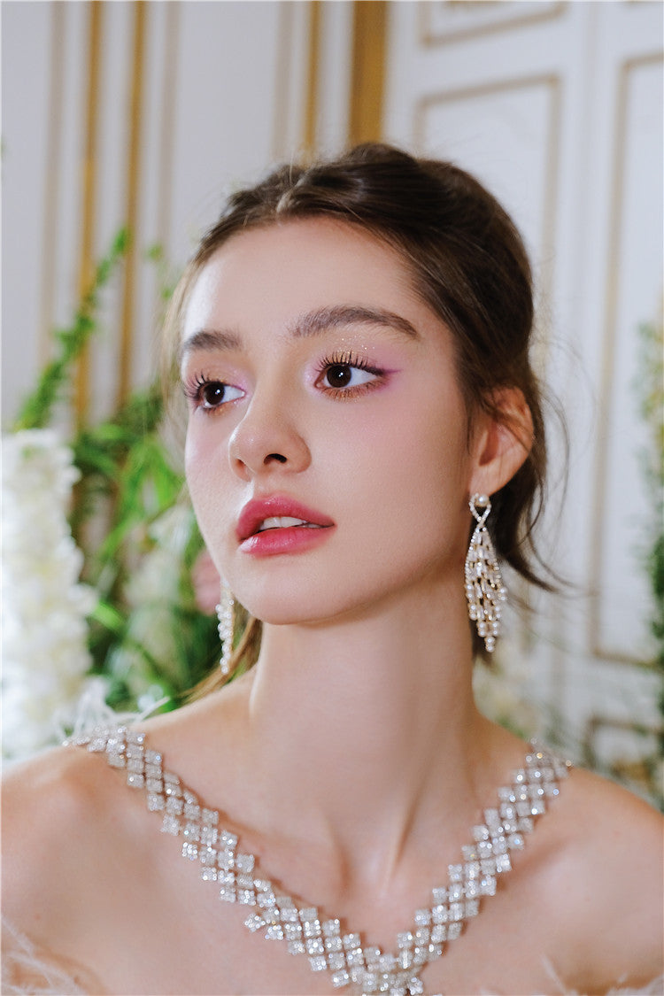 Wardrobes by Chen Luxury Diamond Zircon Light Sparkly Earrings-Deji