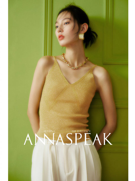 AnnaSpeak Plain Slim Fit Linen Camisole Crop Top-Moa