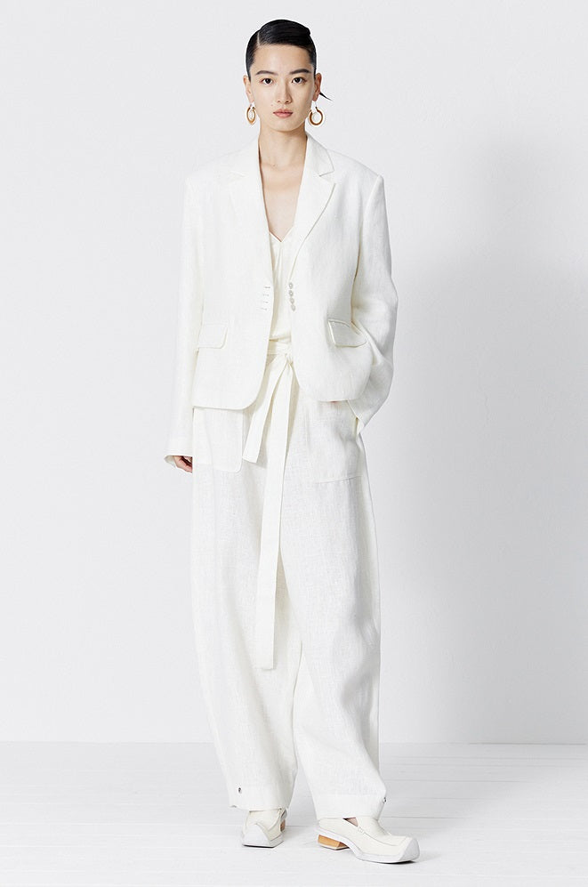 ZHUCHONGYUN white glossy V-neck suspender top--MORGIANA.