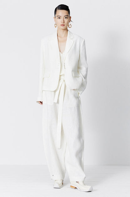 ZHUCHONGYUN white glossy V-neck suspender top--MORGIANA.