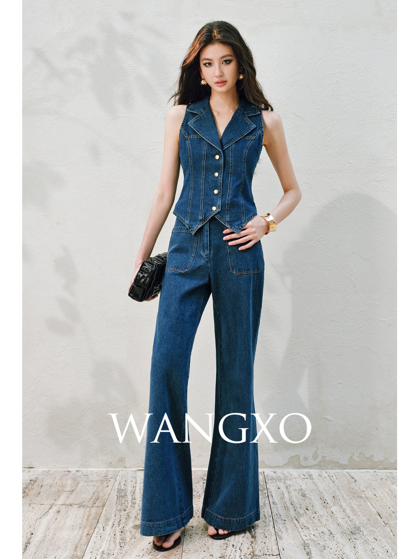 WANGXO | Airy Linen Cotton Blend Retro Denim Vest & Wide-Leg Pants Set  ZARA