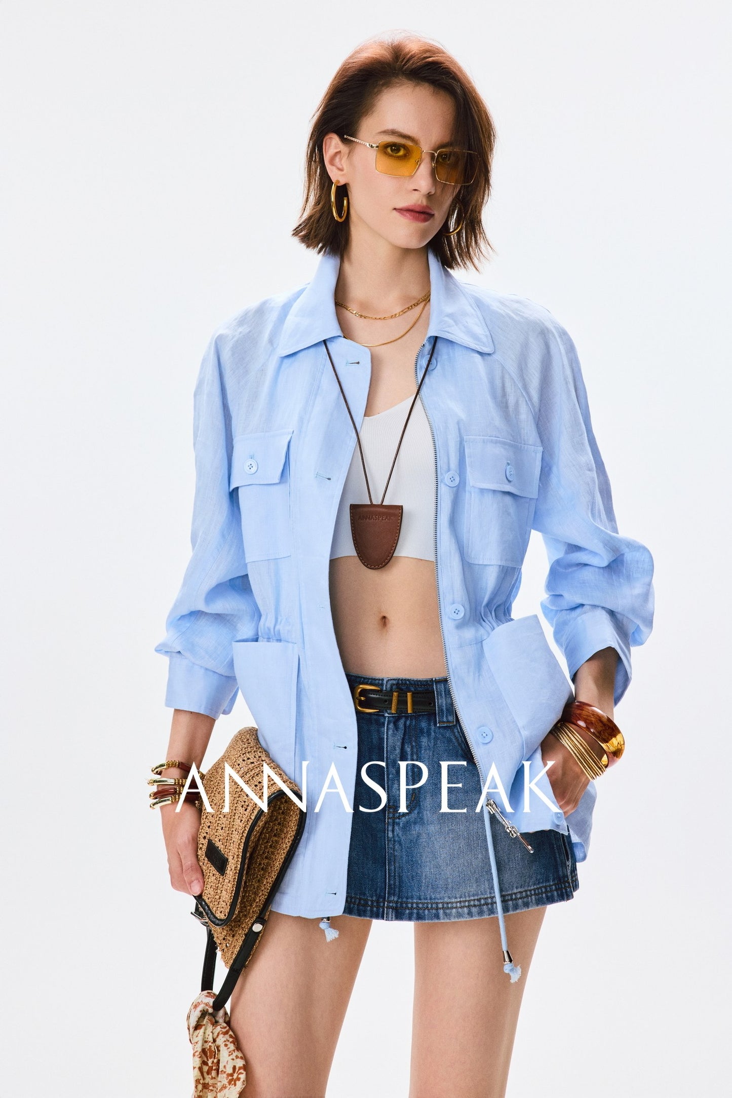 ANNASPEAK  linen light drawstring shunting jacket-SAYE.