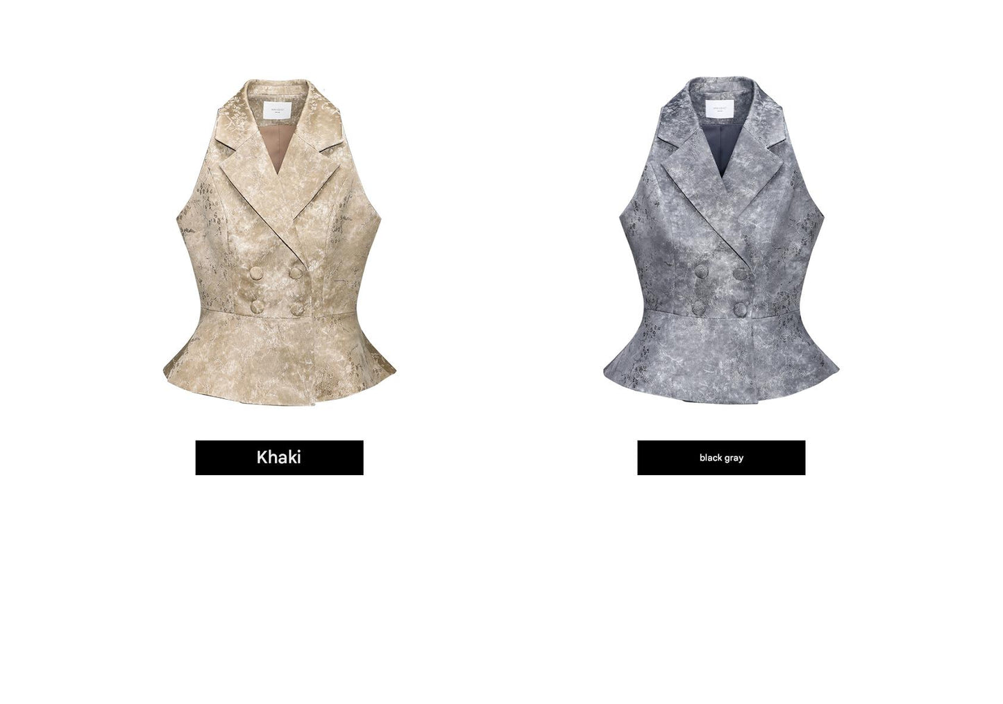 WANGXO Plum Steel Jacquard Suit-Collar Umbrella Waist Vest - VEXIS.