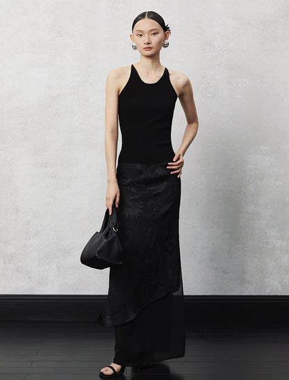 HECO acetate tulle high waisted cascading long skirt summer - lion.