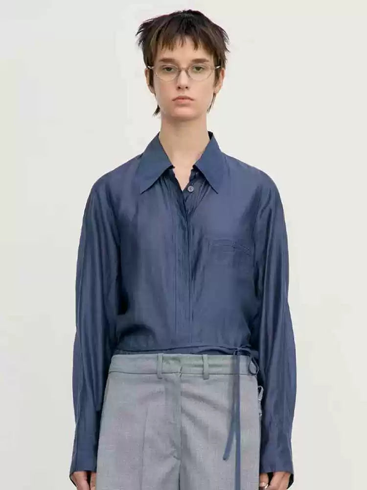 Nothing Written Sheer Korean Designer Niche Loose Shirt-QUINN.
