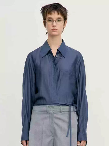 Nothing Written Sheer Korean Designer Niche Loose Shirt-QUINN.