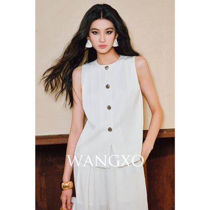 WANGXO | Skin-Friendly Fabric with High-End Metal Buckle Hand-Pinched Layered Urban Suit -NIXI