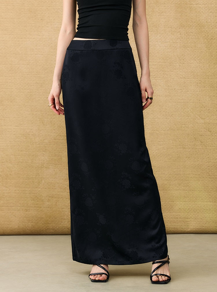 HECO Chinese acetate jacquard women's cool flesh covering elegant skirt - DATE.