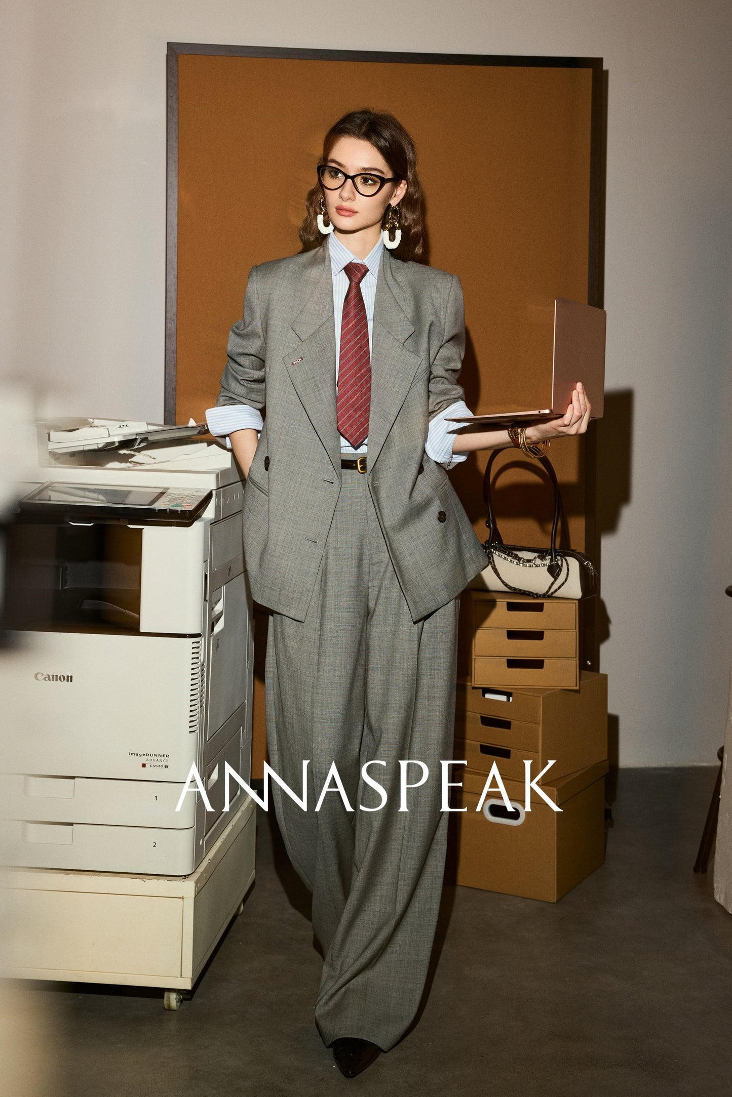 ANNASPEAK  Red wool trousers and wide-leg pants-LATAN.