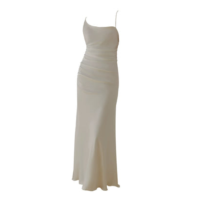 GOUDIN women's white suspender evening dresses-LON.